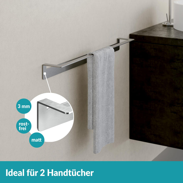 Handtuchstange ohne Bohren - 60 cm - rostfreier Edelstahl - Silber