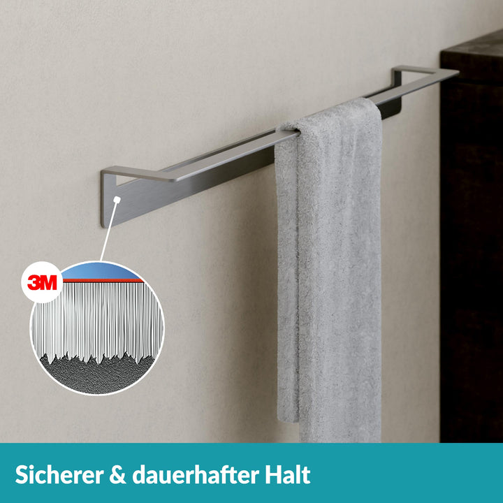 Handtuchstange ohne Bohren - 60 cm - rostfreier Edelstahl - Silber