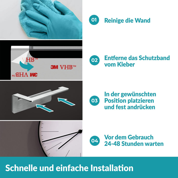 Toilettenpapierhalter aus Edelstahl ohne Bohren - Silber