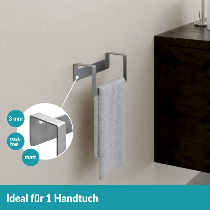 Handtuchstange 22 cm ohne Bohren - Edelstahl