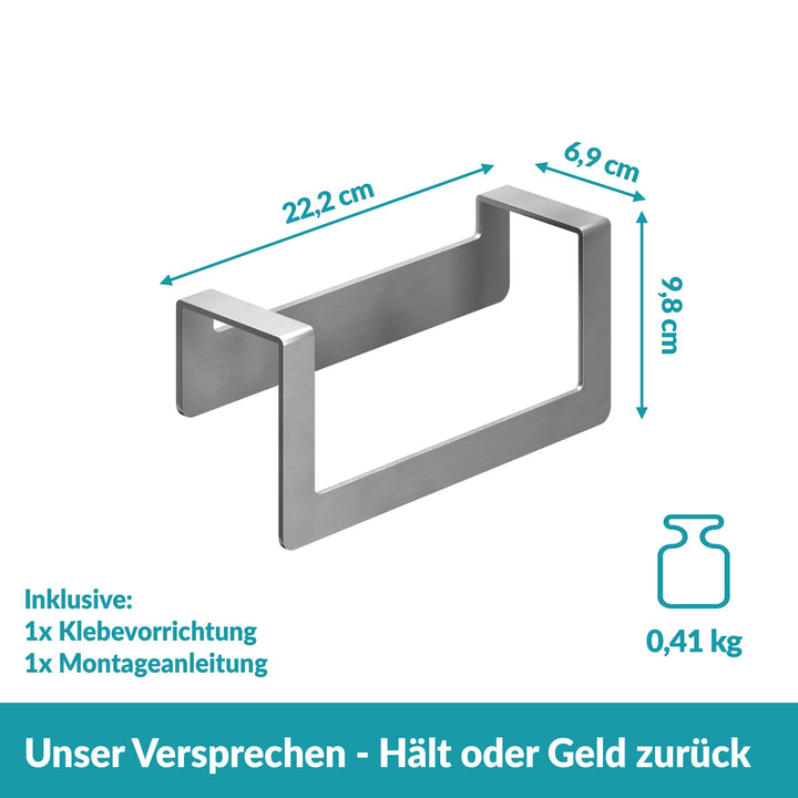 Handtuchstange 22 cm ohne Bohren - Edelstahl