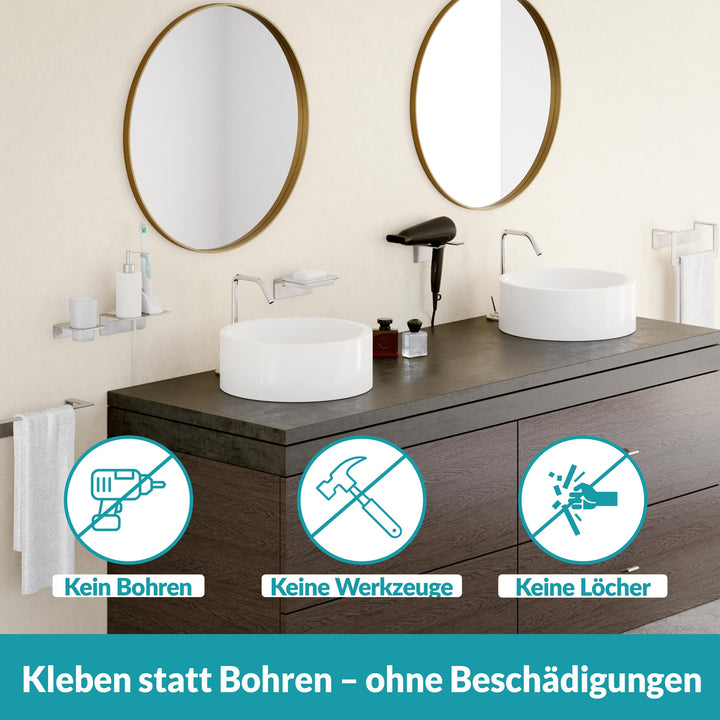 Badablage ohne Bohren - 14 cm - Edelstahl
