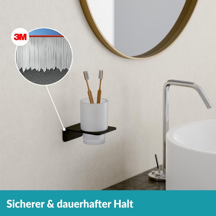 Zahnputzbecherhalter Schwarz - Ohne Bohren - zum Kleben