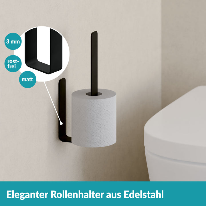 Ersatzrollenhalter schwarz ohne Bohren - Wandmontage - Edelstahl