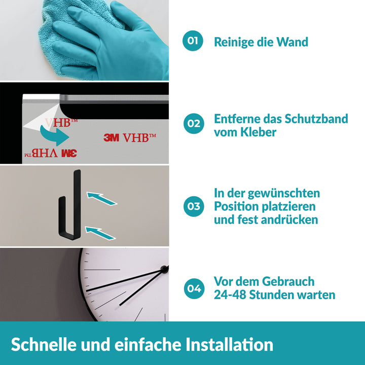 Ersatzrollenhalter schwarz ohne Bohren - Wandmontage - Edelstahl