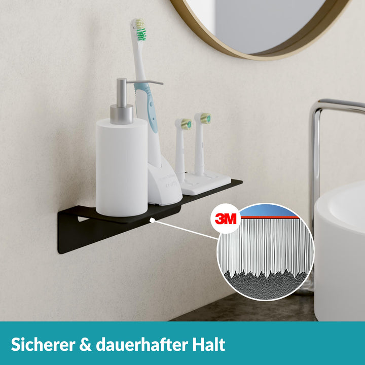 Badablage schwarz - 24 cm - Edelstahl - ohne Bohren