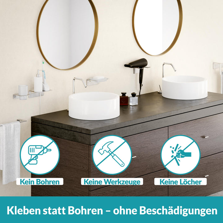 Föhnhalter Silber - Edelstahl - Ohne Bohren