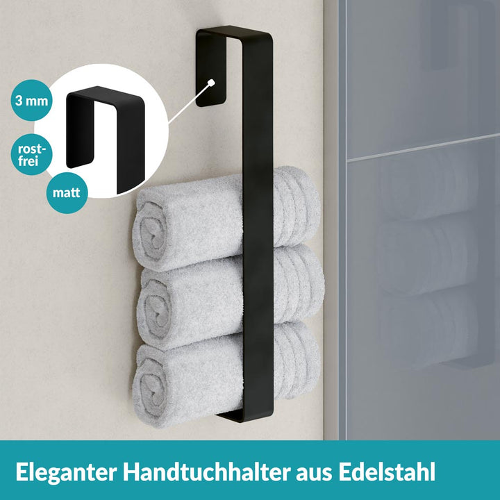 Handtuchhalter senkrecht Schwarz - Edelstahl  - 45 cm - ohne Bohren