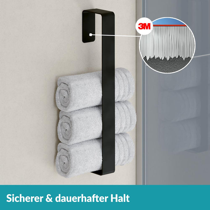 Handtuchhalter senkrecht Schwarz - Edelstahl  - 45 cm - ohne Bohren
