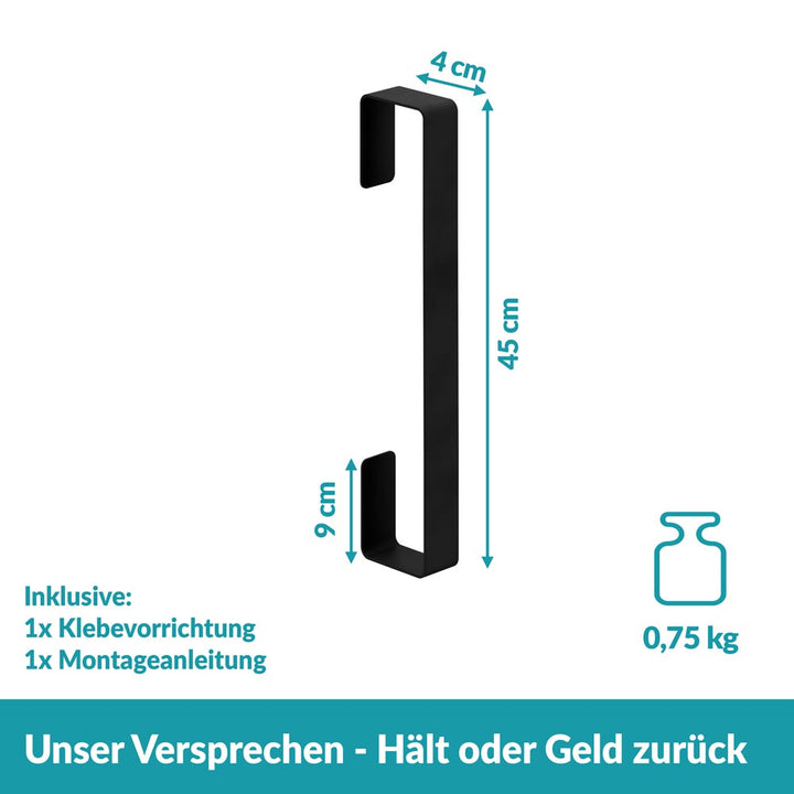 Handtuchhalter senkrecht Schwarz - Edelstahl  - 45 cm - ohne Bohren
