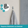Handtuchhaken silber - 1 Haken aus Edelstahl - ohne bohren - selbstklebend
